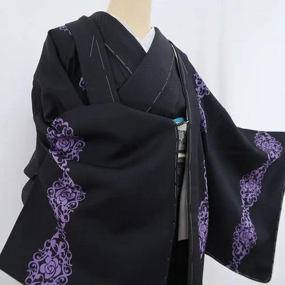 【新古品】tomihisa 新品 薔薇 アイアン調 着物 正絹 ロング丈 仕付け糸付 長羽織 5160