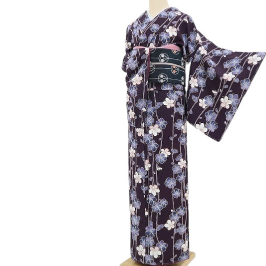 【新古品】tomihisa 新品 上角勝彦 落款 梅 着物 正絹 仕付け糸付 小紋 5213