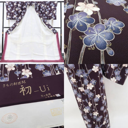 【新古品】tomihisa 新品 上角勝彦 落款 梅 着物 正絹 仕付け糸付 小紋 5213