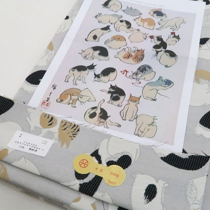 【新品】tomihisa 新品 大光謹製 歌川広重 猫之図 お仕立て上がり品 着物 西陣織 全通 袋帯 5287