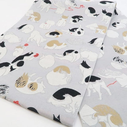 【新品】tomihisa 新品 大光謹製 歌川広重 猫之図 お仕立て上がり品 着物 西陣織 全通 袋帯 5287