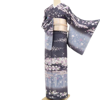【新古品】tomihisa 新品 総スワトウ刺繍 落款 桜 着物 正絹 仕付け糸付 作家物 訪問着 5307