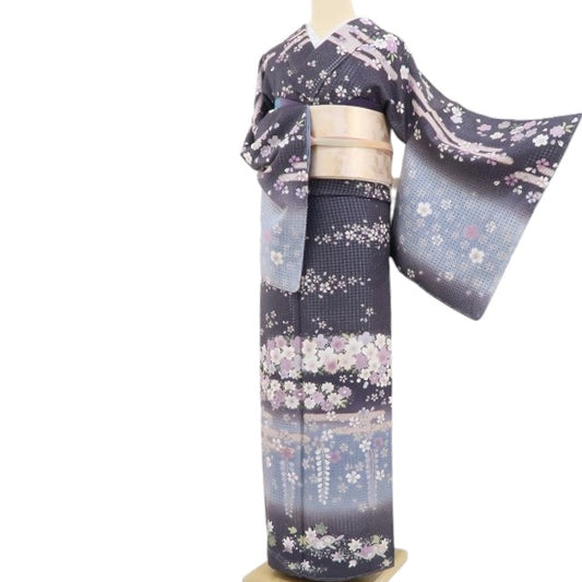 【新古品】tomihisa 新品 総スワトウ刺繍 落款 桜 着物 正絹 仕付け糸付 作家物 訪問着 5307