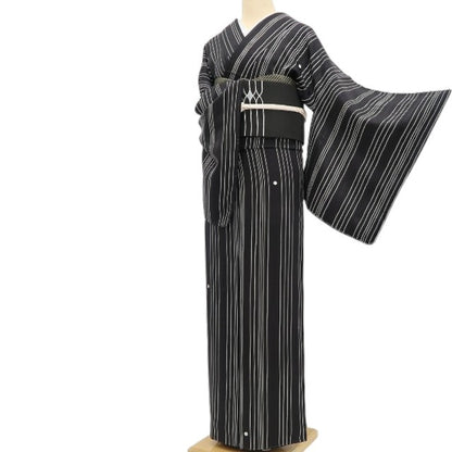 【新古品】tomihisa 新品 ドット×ストライプ 着物 正絹 仕付け糸付 小紋 5340