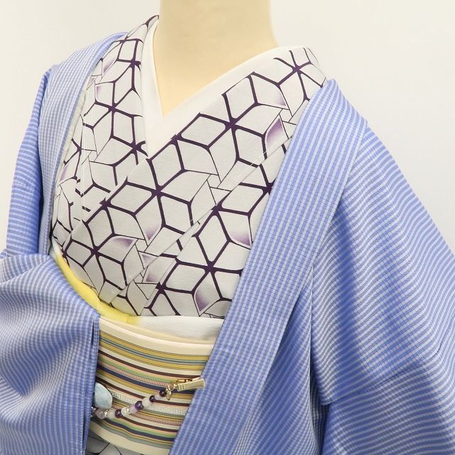 【新品】tomihisa 新品 お仕立て上がり品 縦縞 象更紗 着物 正絹 仕付け糸付 ロング丈 長羽織 5440