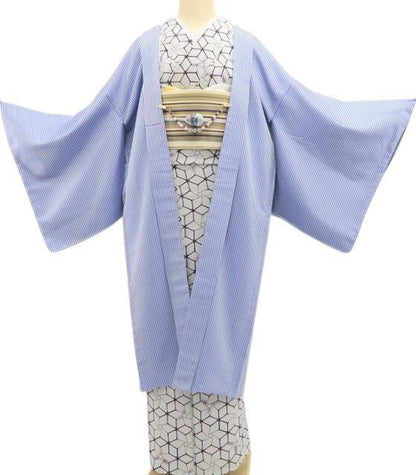 【新品】tomihisa 新品 お仕立て上がり品 縦縞 象更紗 着物 正絹 仕付け糸付 ロング丈 長羽織 5440