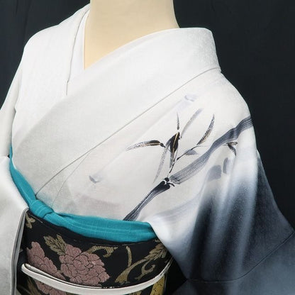 【新古品】tomihisa 新品 BANKAN 竹 モノトーン 着物 正絹 仕付け糸付 付下げ 5504