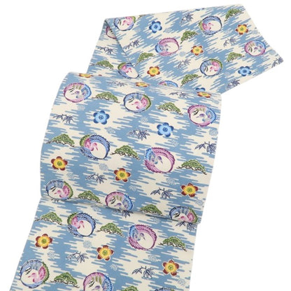 【中古】tomihisa 美品 琉球紅型 知念貞男 落款 着物 額縁仕立て 開きなごや帯 5519