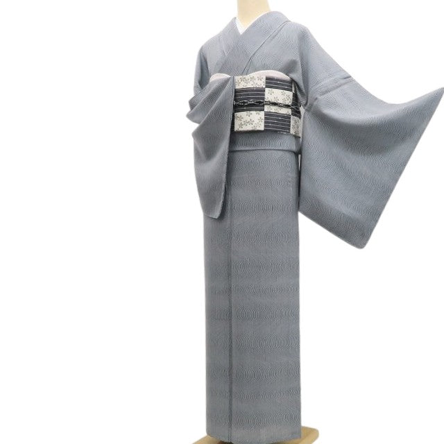 【新古品】tomihisa 新品 夏単衣 南部幸雄 いよぞめ 夏着物 正絹 仕付け糸付 伊勢型小紋 5846