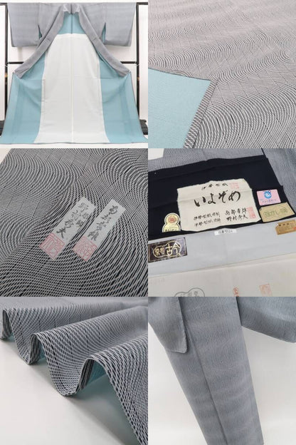 【新古品】tomihisa 新品 夏単衣 南部幸雄 いよぞめ 夏着物 正絹 仕付け糸付 伊勢型小紋 5846