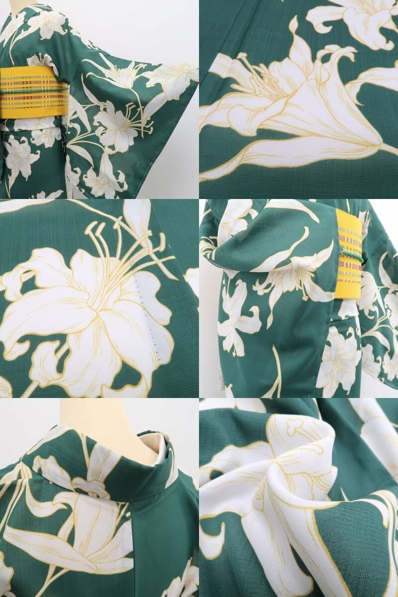【新品】tomihisa 新品 撫松庵 アウトラインリリー ユリ セオアルファ 洗える夏着物 仕付け糸付 小紋 浴衣 6213