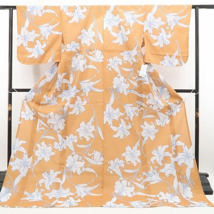 【新品】tomihisa 新品 撫松庵 アウトラインリリー ユリ セオアルファ 洗える夏着物 仕付け糸付 小紋 浴衣 6214