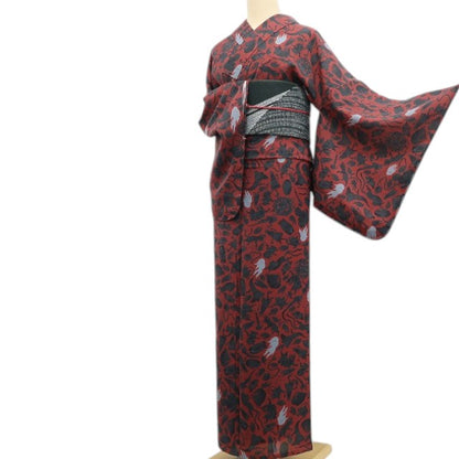 【新品】tomihisa 新品 撫松庵 妖怪シルエット セオアルファ 洗える夏着物 仕付け糸付 小紋 浴衣 6222