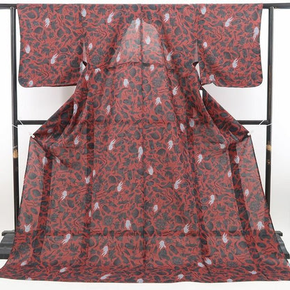 【新品】tomihisa 新品 撫松庵 妖怪シルエット セオアルファ 洗える夏着物 仕付け糸付 小紋 浴衣 6222