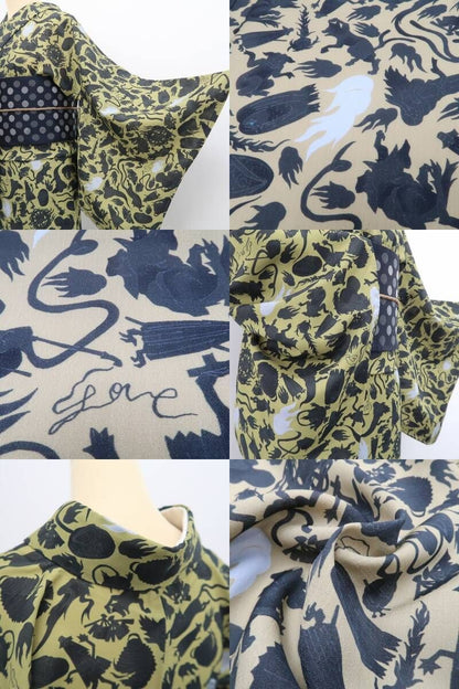【新品】tomihisa 新品 撫松庵 妖怪シルエット セオアルファ 洗える夏着物 仕付け糸付 小紋 浴衣 6223