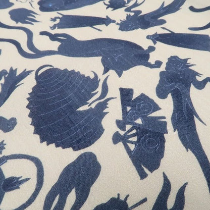 【新品】tomihisa 新品 撫松庵 妖怪シルエット セオアルファ 洗える夏着物 仕付け糸付 小紋 浴衣 6223