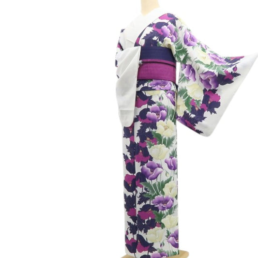 【新品】tomihisa 新品 撫松庵 片寄せポピー セオアルファ 洗える夏着物 仕付け糸付 付下げ 浴衣 6229