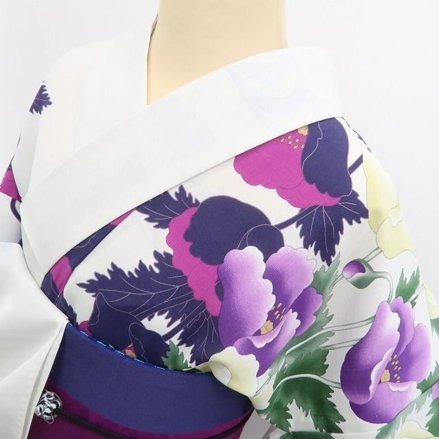 【新品】tomihisa 新品 撫松庵 片寄せポピー セオアルファ 洗える夏着物 仕付け糸付 付下げ 浴衣 6229