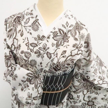 【新品】tomihisa 新品 SOULEIADO セオアルファ 鷺 お仕立て上がり品 洗える夏着物 仕付け糸付 小紋 浴衣 6341