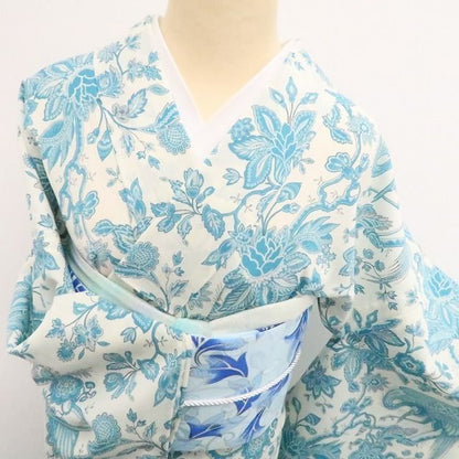 【新品】tomihisa 新品 SOULEIADO セオアルファ 鷺 お仕立て上がり品 洗える夏着物 仕付け糸付 小紋 浴衣 6342