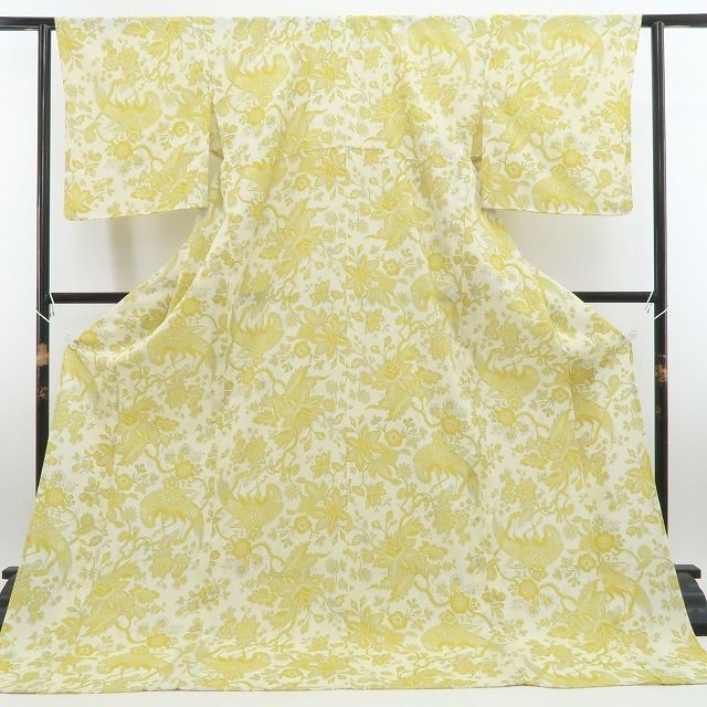 【新品】tomihisa 新品 SOULEIADO セオアルファ 鷺 お仕立て上がり品 洗える夏着物 仕付け糸付 小紋 浴衣 6343