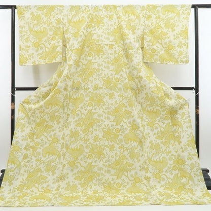 【新品】tomihisa 新品 SOULEIADO セオアルファ 鷺 お仕立て上がり品 洗える夏着物 仕付け糸付 小紋 浴衣 6343