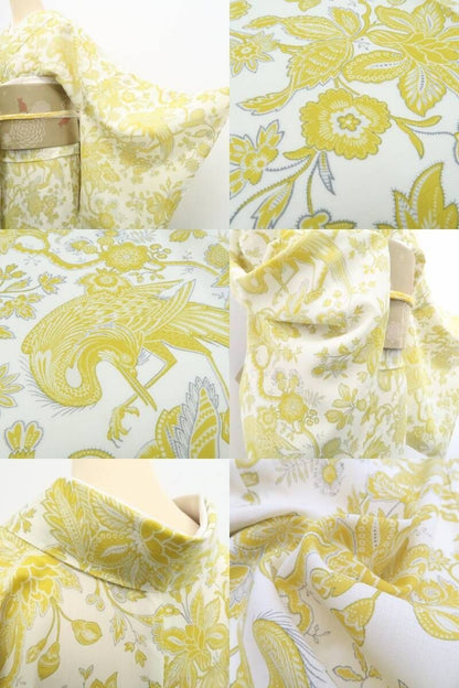 【新品】tomihisa 新品 SOULEIADO セオアルファ 鷺 お仕立て上がり品 洗える夏着物 仕付け糸付 小紋 浴衣 6343