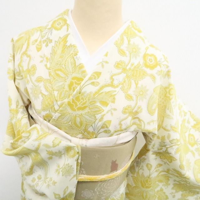 【新品】tomihisa 新品 SOULEIADO セオアルファ 鷺 お仕立て上がり品 洗える夏着物 仕付け糸付 小紋 浴衣 6343