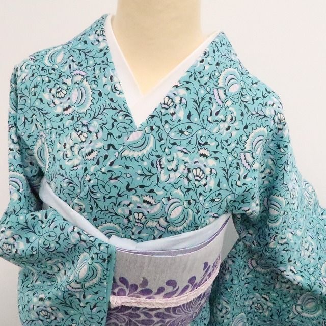 【新品】tomihisa 新品 SOULEIADO セオアルファ お仕立て上がり品 洗える夏着物 仕付け糸付 小紋 浴衣 6344