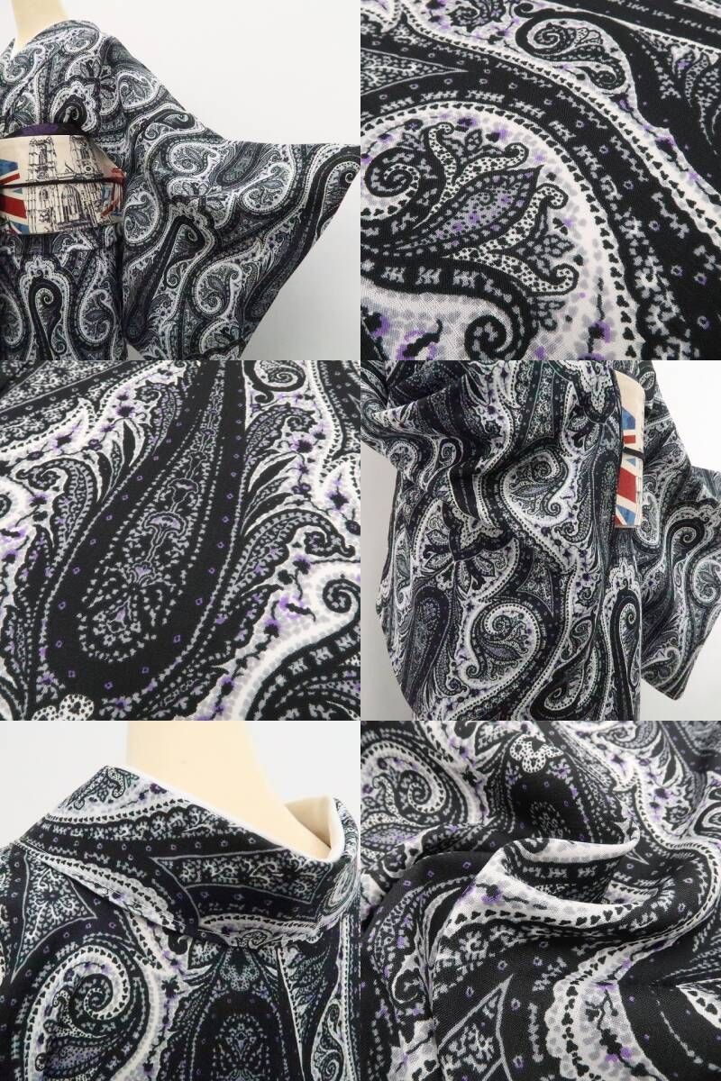 【新品】tomihisa 新品 SOULEIADO セオアルファ ペイズリー お仕立て上がり品 洗える夏着物 仕付け糸付 小紋 浴衣 6346
