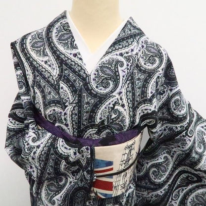 【新品】tomihisa 新品 SOULEIADO セオアルファ ペイズリー お仕立て上がり品 洗える夏着物 仕付け糸付 小紋 浴衣 6346