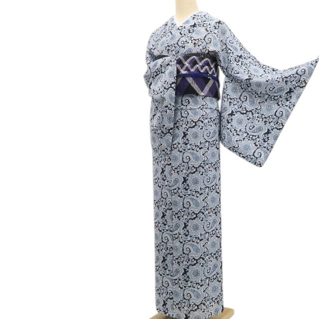 【新品】tomihisa 新品 SOULEIADO セオアルファ ペイズリー お仕立て上がり品 洗える夏着物 仕付け糸付 小紋 浴衣 6431