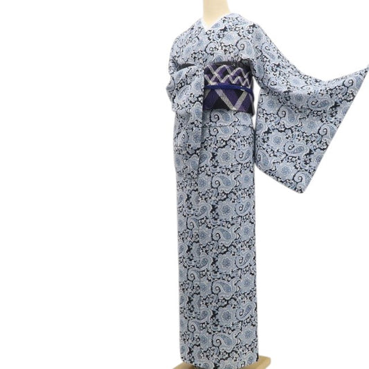 【新品】tomihisa 新品 SOULEIADO セオアルファ ペイズリー お仕立て上がり品 洗える夏着物 仕付け糸付 小紋 浴衣 6431
