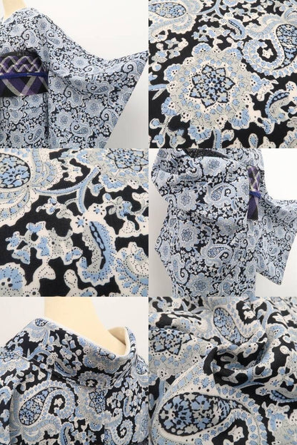 【新品】tomihisa 新品 SOULEIADO セオアルファ ペイズリー お仕立て上がり品 洗える夏着物 仕付け糸付 小紋 浴衣 6431