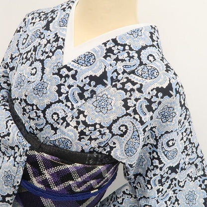【新品】tomihisa 新品 SOULEIADO セオアルファ ペイズリー お仕立て上がり品 洗える夏着物 仕付け糸付 小紋 浴衣 6431
