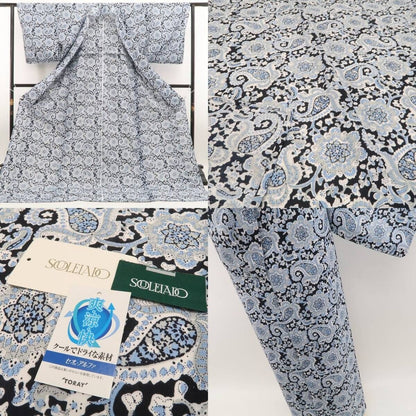 【新品】tomihisa 新品 SOULEIADO セオアルファ ペイズリー お仕立て上がり品 洗える夏着物 仕付け糸付 小紋 浴衣 6431