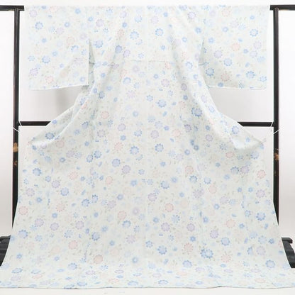 【新品】tomihisa 新品 単衣 東レシルック 唐花 お仕立て上がり品 洗える夏着物 トールサイズ 小紋 6543