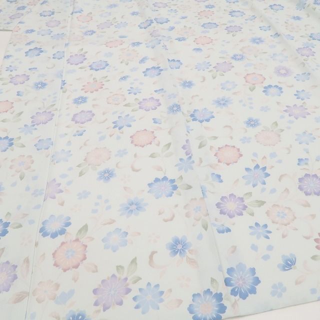 【新品】tomihisa 新品 単衣 東レシルック 唐花 お仕立て上がり品 洗える夏着物 トールサイズ 小紋 6543