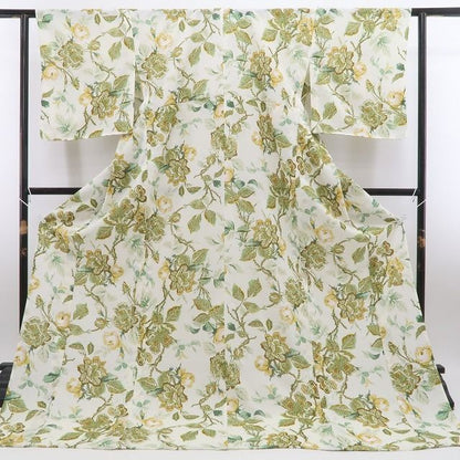 【新品】tomihisa 新品 SOULEIADO セオアルファ ローズバッド お仕立て上がり品 洗える夏着物 仕付け糸付 小紋 浴衣 6598