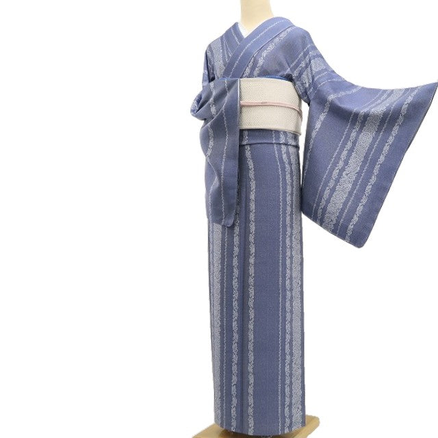【新古品】tomihisa 新品 単衣 宮田織物 やまと扱い 本しぼ織 着物 正絹 仕付け糸付 お召 6609