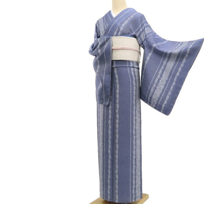 【新古品】tomihisa 新品 単衣 宮田織物 やまと扱い 本しぼ織 着物 正絹 仕付け糸付 お召 6609