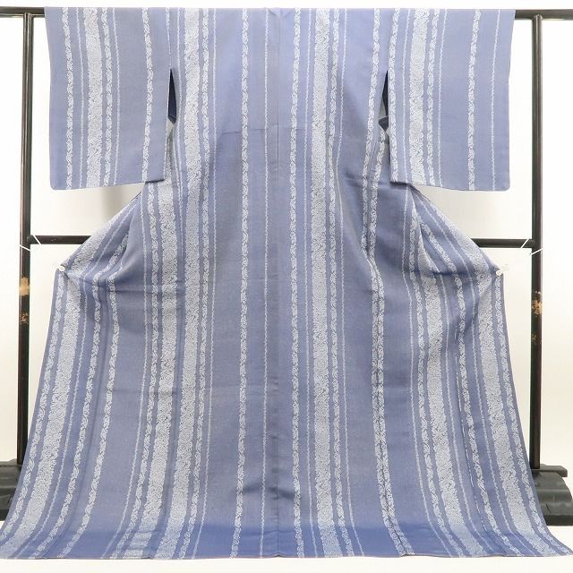 【新古品】tomihisa 新品 単衣 宮田織物 やまと扱い 本しぼ織 着物 正絹 仕付け糸付 お召 6609