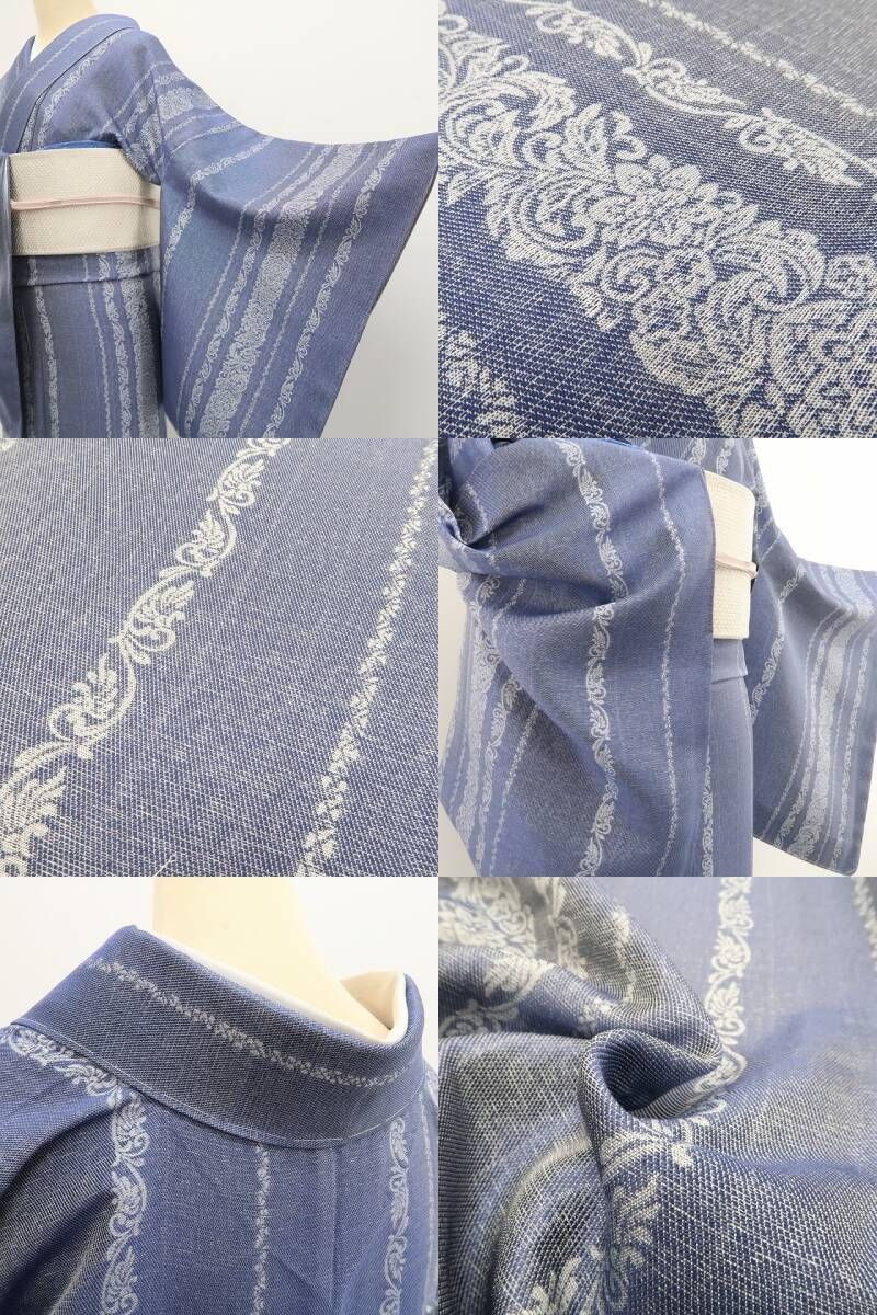 【新古品】tomihisa 新品 単衣 宮田織物 やまと扱い 本しぼ織 着物 正絹 仕付け糸付 お召 6609