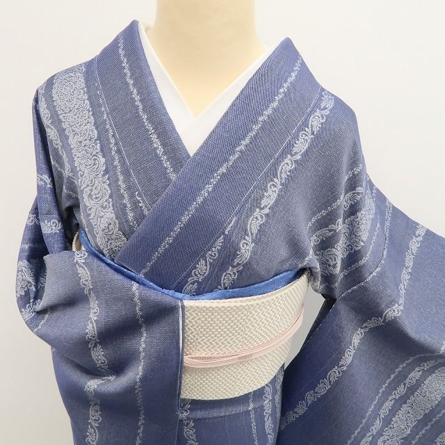 【新古品】tomihisa 新品 単衣 宮田織物 やまと扱い 本しぼ織 着物 正絹 仕付け糸付 お召 6609