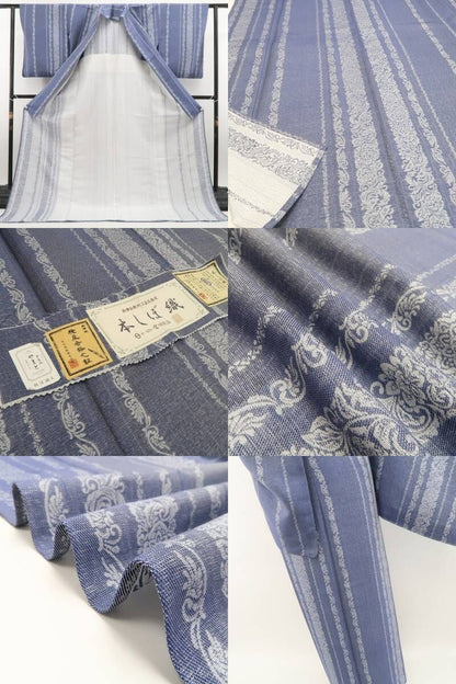 【新古品】tomihisa 新品 単衣 宮田織物 やまと扱い 本しぼ織 着物 正絹 仕付け糸付 お召 6609
