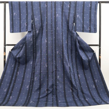 【新古品】tomihisa 新品 単衣 奥順謹製 はたおり娘 猫×星 着物 仕付け糸付 証紙付 結城紬 6615
