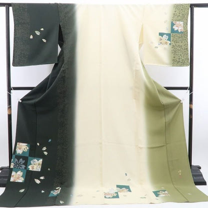 【新古品】tomihisa 新品 単衣 螺鈿作家 藤本隆士 落款 桜 着物 仕付け糸付 トールサイズ 訪問着 6622