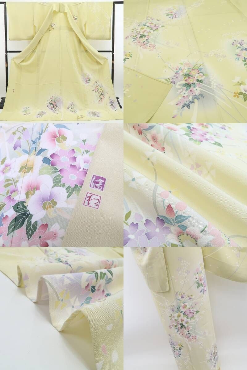 【新古品】tomihisa 新品 単衣 京加賀友禅 松本健一 落款 手描き友禅 着物 仕付け糸付 トールサイズ 訪問着 6623
