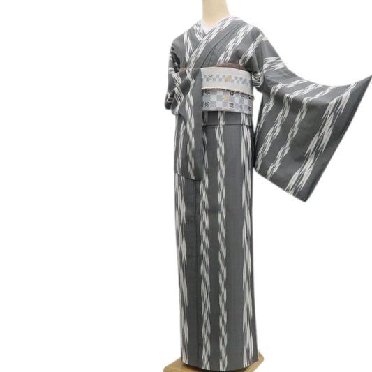 【新古品】tomihisa 新品 単衣 三代目市三郎 矢絣 着物 正絹 トールサイズ 京絣紬 6646