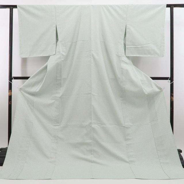 【新古品】tomihisa 新品 単衣 格子柄 着物 正絹 仕付け糸付 小紋 6689
